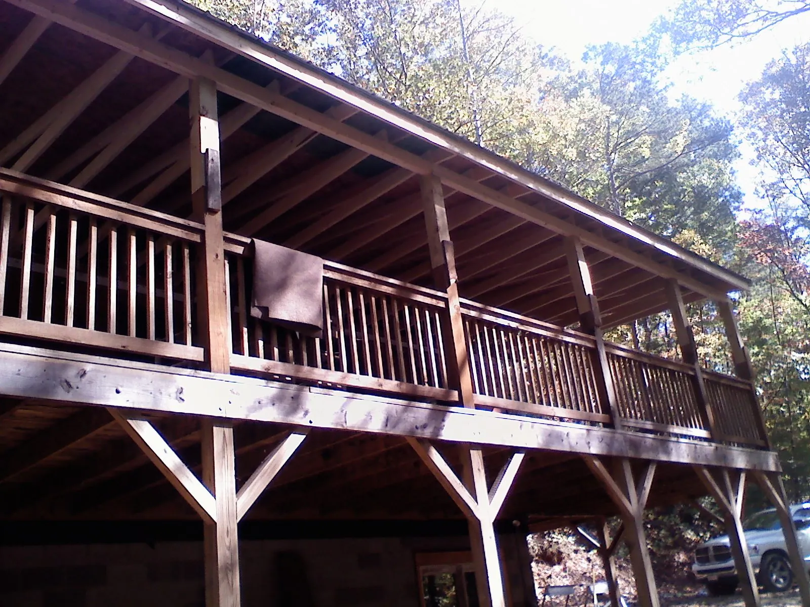 Timber framing under a new elevated porch and deck — Roof Leak Repair in Pulaski by Roofing Brothers